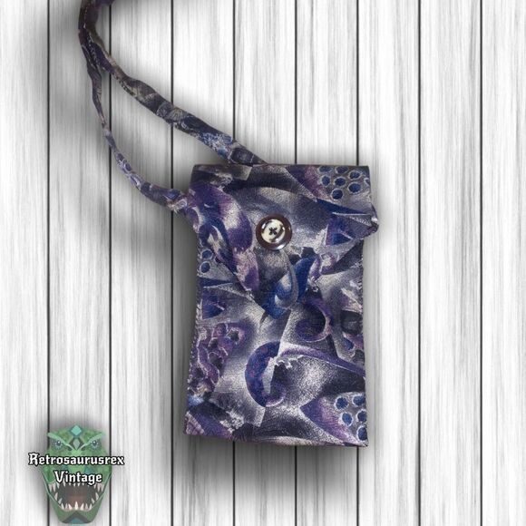 VINTAGE mens retro tie crossbody bag, upcycled repurposed shoulder purse - Picture 8 of 11
